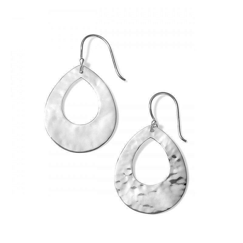 Ippolita Crinkle Hammerd Small Open Tardrop Earrings in Sterling Silver