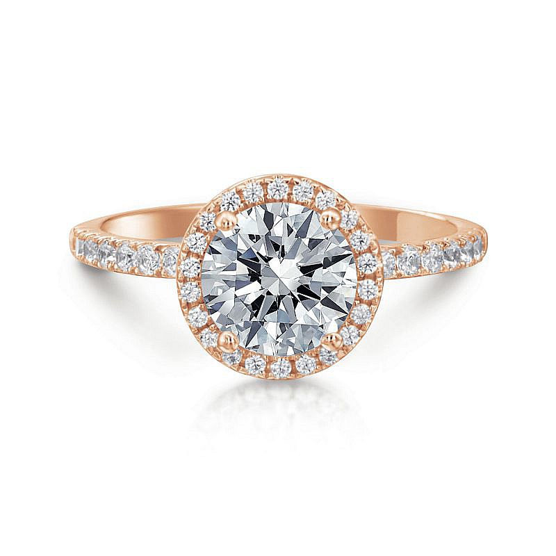daisy-round-rose-1 Daisy Round Halo Engagement Ring
