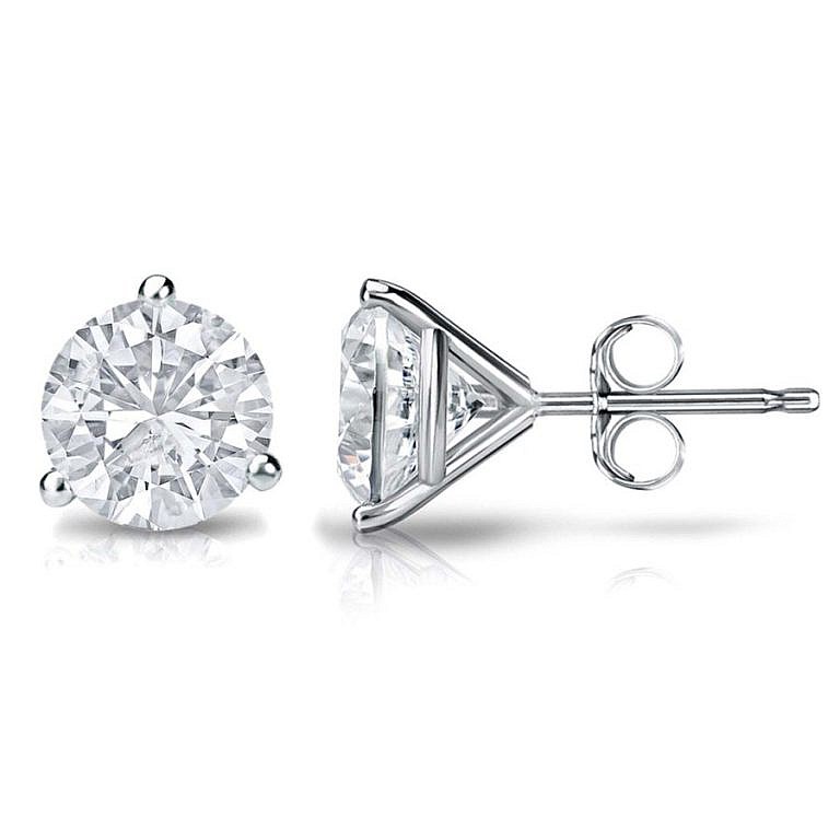 diamond stud earring martini set in 14kt white gold