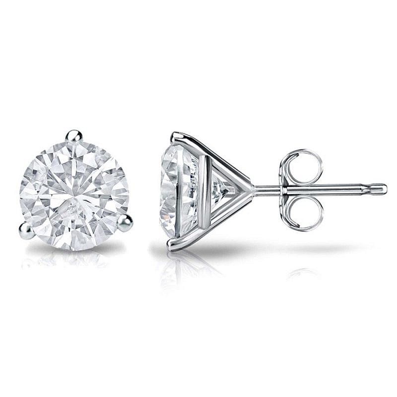 diamond stud earring martini set in 14kt white gold