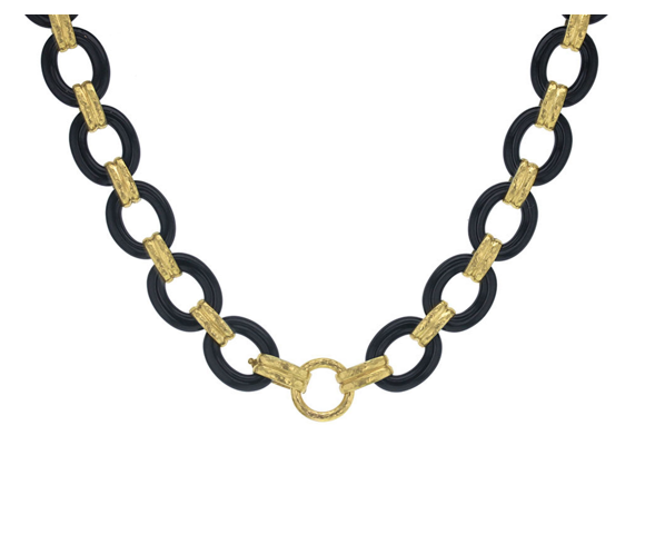 Elizabeth Locke Black Jade Link Necklace