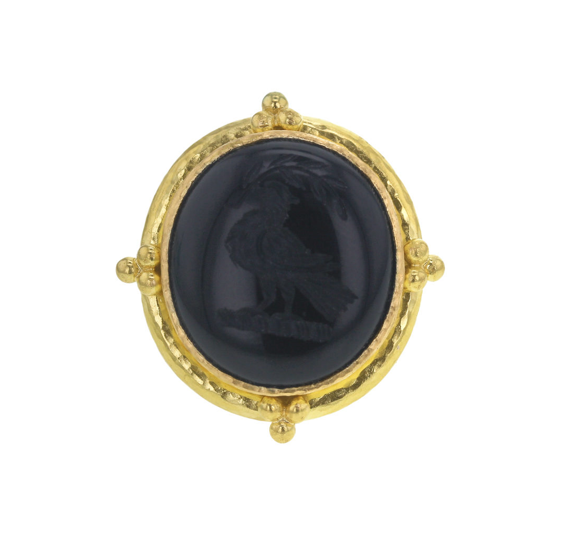 Elizabeth Locke Oval Onyx 'Bird' Ring