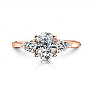 Elizabeth Oval Three-Stone with Pears Engagement Ring