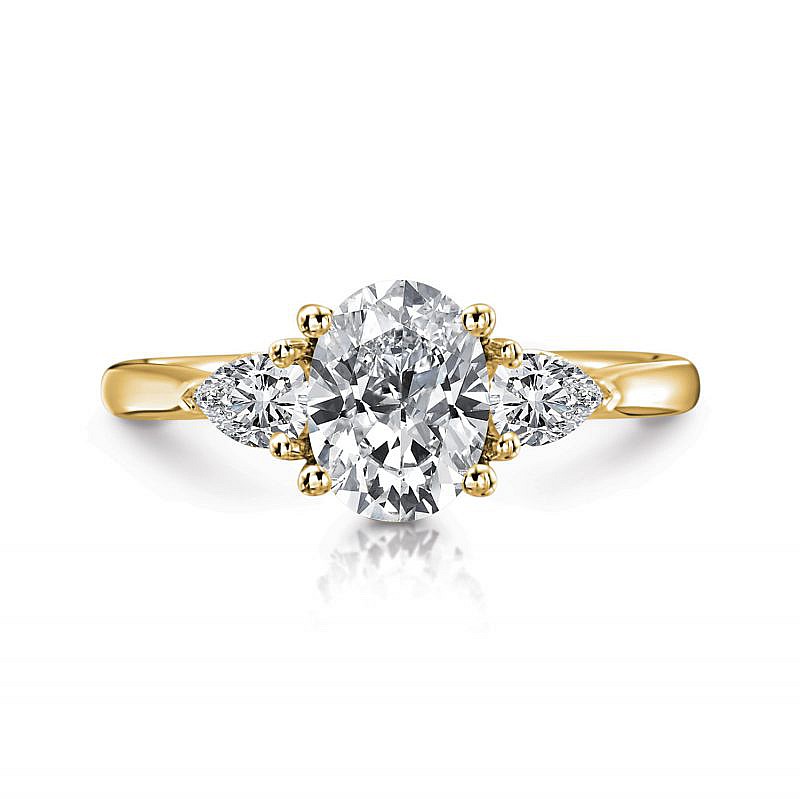 Elizabeth Oval Three-Stone with Pears Engagement Ring Marcilla