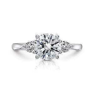 Elizabeth Round Three-Stone with Pears Engagement Ring