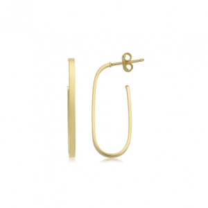 elongated oval hoops in yellow gold on white background