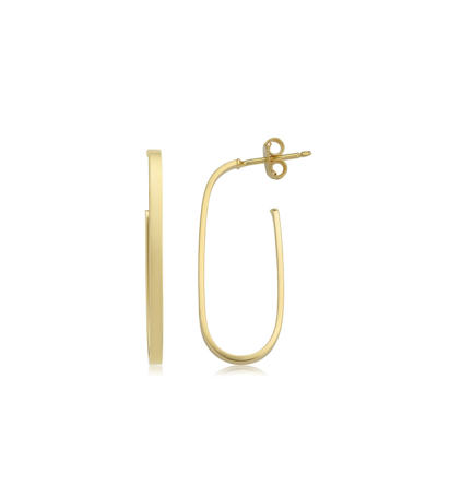 elongated oval hoops in yellow gold on white background