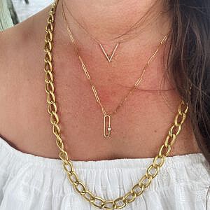 Diamond Paper Clip Necklace