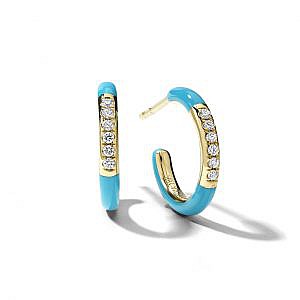 Huggie Hoop Earrings in 18K Gold with Diamonds