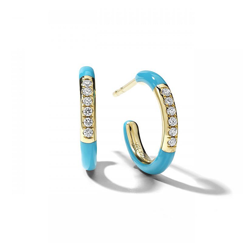 Huggie Hoop Earrings in 18K Gold with Diamonds