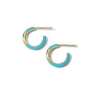 Huggie Hoop Earrings in 18K Gold with Diamonds flat lay