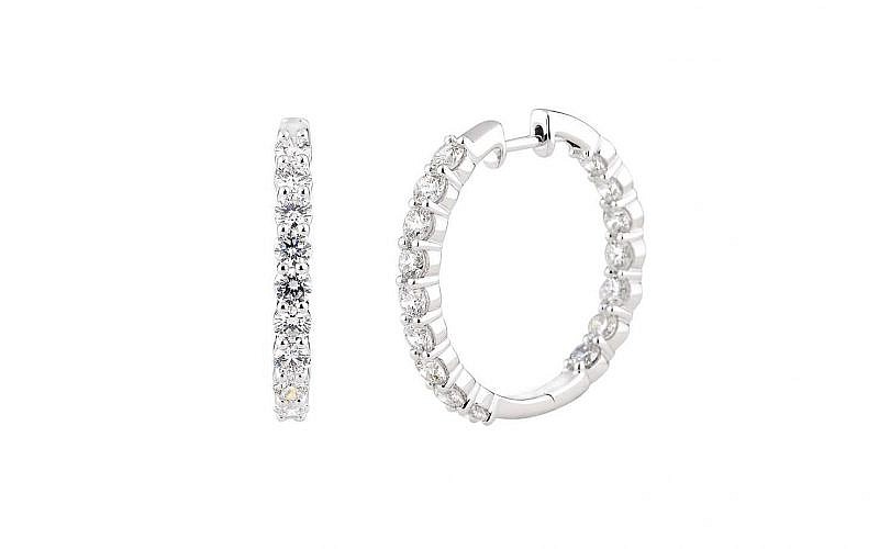Inside Out Diamond Hoop Earrings in 14k White Gold