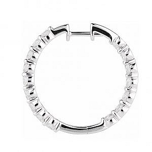 Inside Out Diamond Hoop Earrings in 14k White Gold