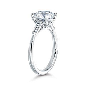 Juliet Round Three-Stone with Tapered Baguettes Engagement Ring