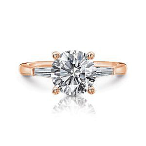 Juliet Round Three-Stone with Tapered Baguettes Engagement Ring