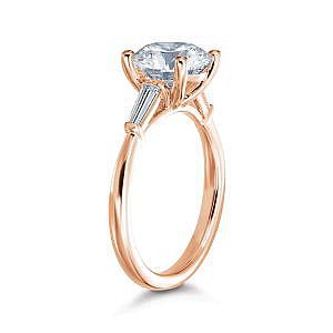 Juliet Round Three-Stone with Tapered Baguettes Engagement Ring