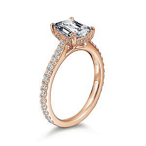 Maria Emerald Hidden Halo Pave Engagement Ring