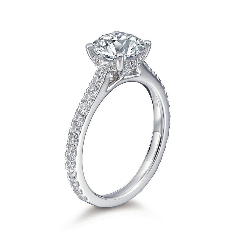 Maria Round Hidden Halo Pave Engagement Ring