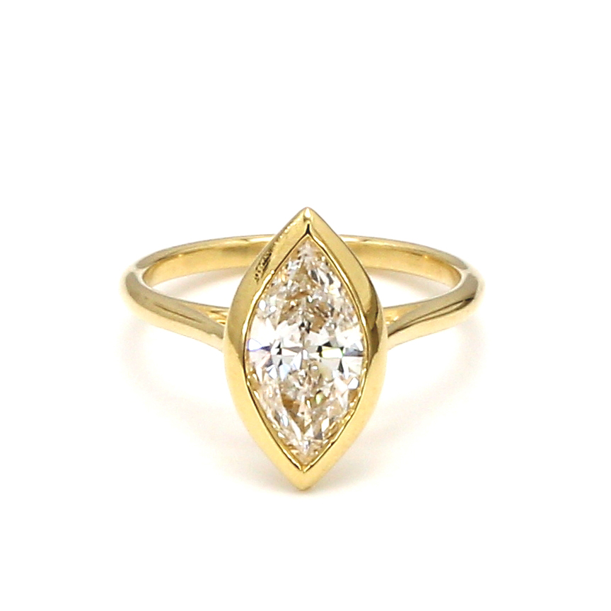 1.55ct Marquise Bezel Set Solitaire Diamond Ring