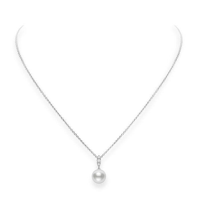 mikimoto white gold, pearl & diamond necklace