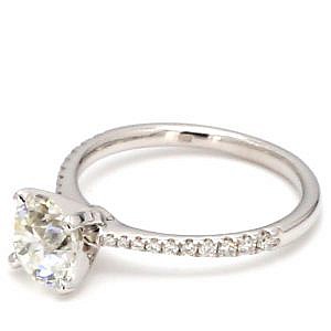 angle view of old european cut diamond engagement ring