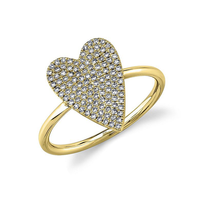 diamond heart ring in yellow gold