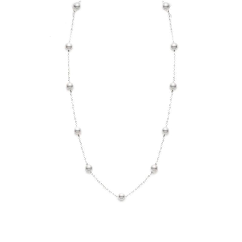 mikimoto pearl & chain necklace