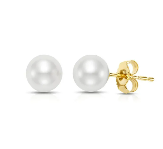 Pearl Stud Earrings in 14kt Yellow Gold