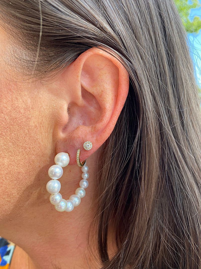 r7S0y2uQ three earrings stacked on one ear on model