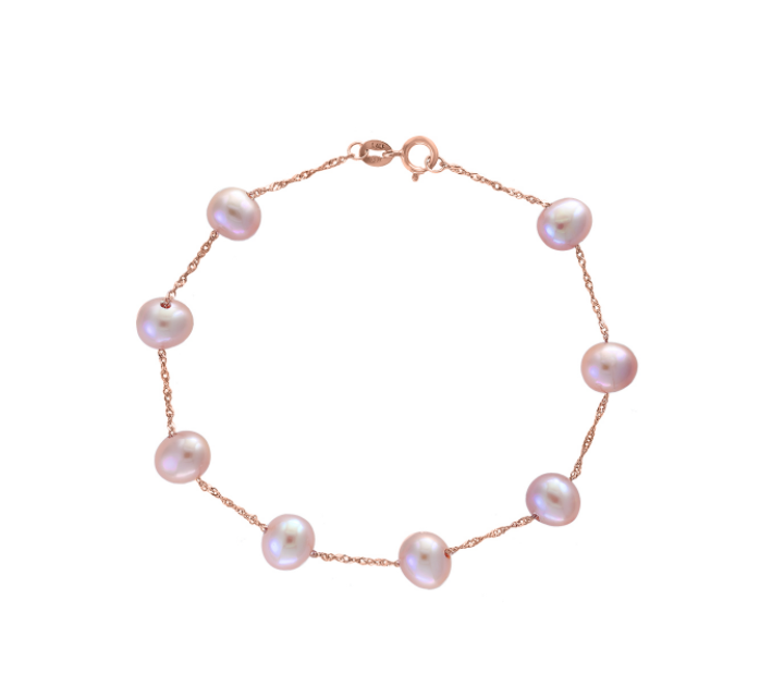 Rose Gold Pink Freshwater Pearl Bracelet