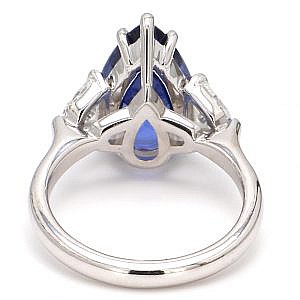 Sapphire Pear and Diamond Platinum Ring