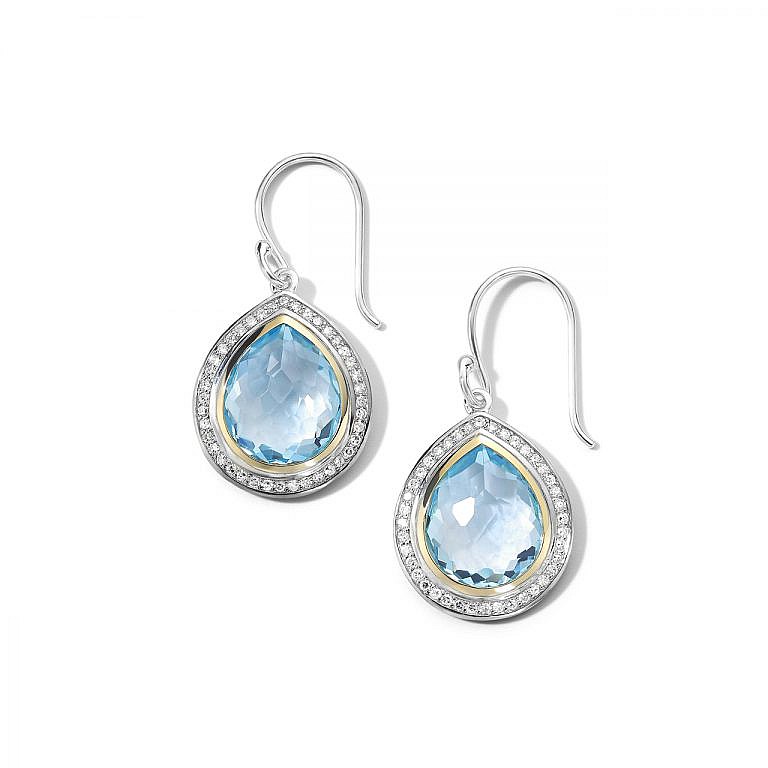 blue topaz Teardrop Earrings in Chimera with Diamonds