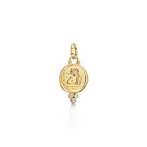 Temple St. Clair Angel 18kt Gold and Diamond 14mm Cherub Pendant
