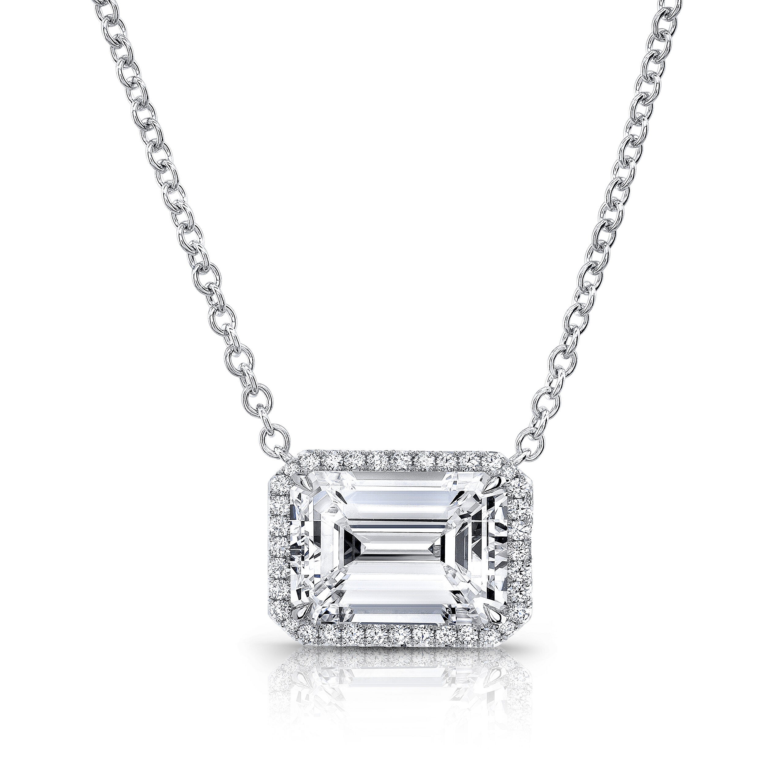 Emerald Cut Solitaire White Gold Mangalsutra - JD SOLITAIRE