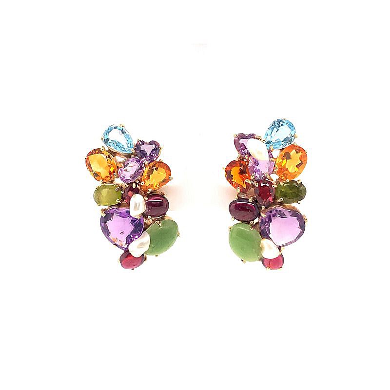 Estate gemstone cluster earrings