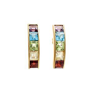 Estate multi color half hoop earrings