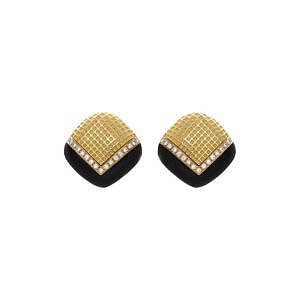 Onyx black and gold estate stud earrings