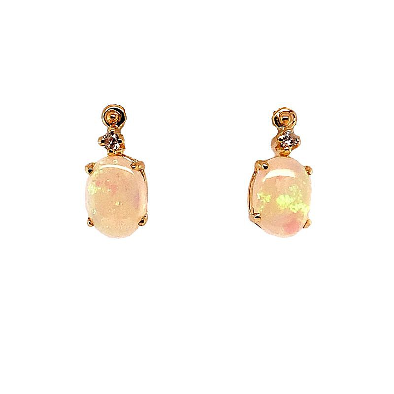 Estate opal and diamond drop earrings