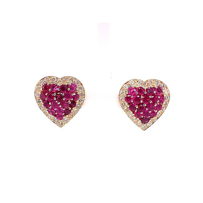 Estate ruby heart earrings