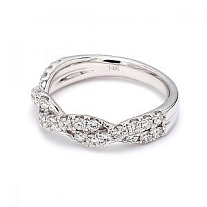 Large Pave Diamond Twist Band Ring