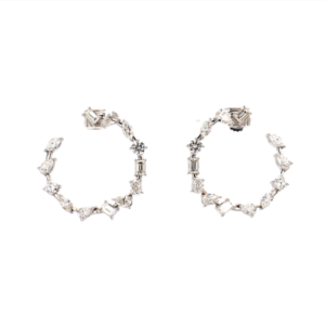 Open Circle Mixed Diamond Shape Earrings
