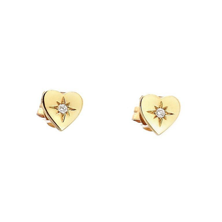 Diamond Starburst Heart Earrings On White Background
