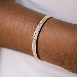 gold and diamond block bracelet