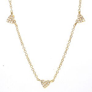 gold and diamond heart station necklace