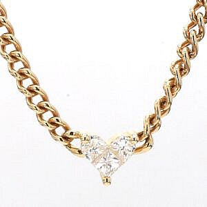 Link Chain Necklace With Diamond Heart Station