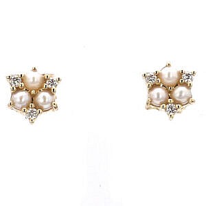 MB Essentials Pearl and Diamond Stud Earrings