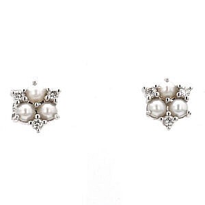 MB Essentials Pearl and Diamond Stud Earrings