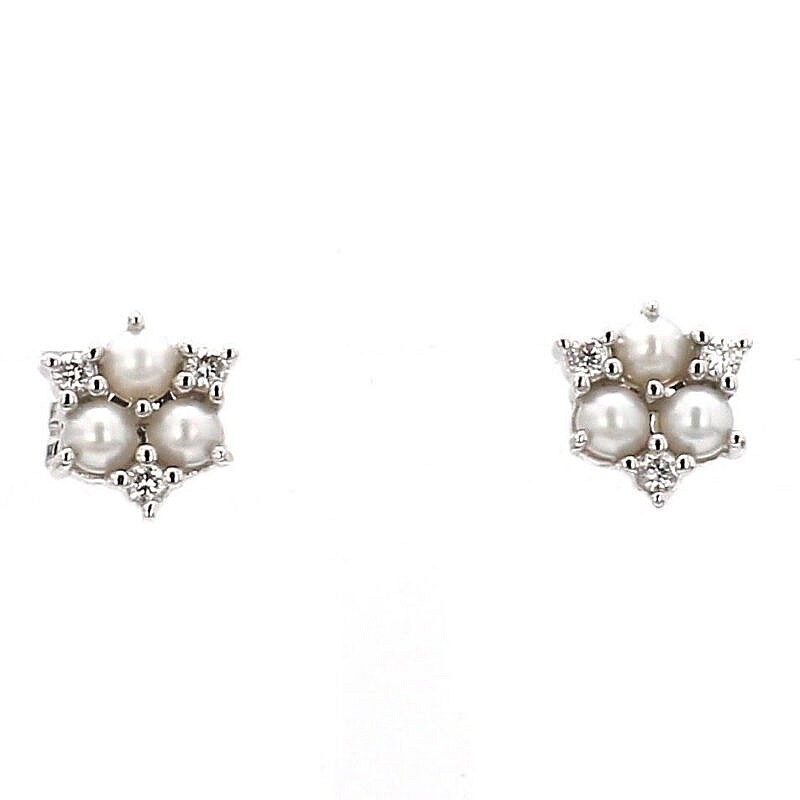 MB Essentials Pearl and Diamond Stud Earrings