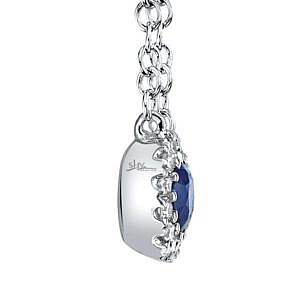 Sideview of sapphire and diamond necklace