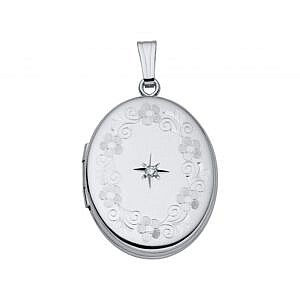 sterling silver locket with diamond accent